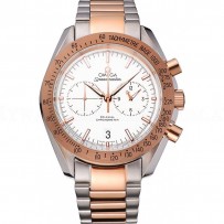 Omega Speedmaster White Dial Gold Bezel Stainless Steel Case Two Tone Bracelet  622803