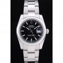 Rolex Datejust Polished Silver Bezel Black Dial 7467