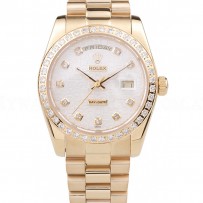 Rolex Day-Date 18k Yellow Gold Plated Stainless Steel White Dial