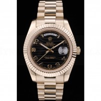 Rolex DayDate Black Patterned Dial Gold Stainless Steel Strap 41980