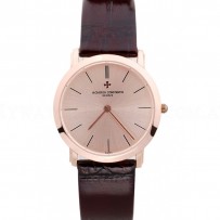 Vacheron Constantin Patrimony Rose Gold Dial Brown Leather Bracelet