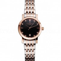 Vacheron Constantin Fine Black Dial With Diamonds Rose Gold Case Two Tone Bracelet