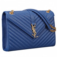 Saint Laurent Classic Monogram Satchel Rolay Blue 607883
