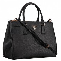 Prada Medium Saffiano Lux Top Handle Black