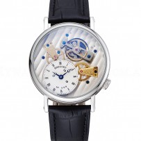Breguet Tradition Grande Complication Silver Case Black Leather Bag 1454033