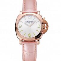 Panerai Radiomir White Dial Rose Gold Case Pink Leather Strap 1453802