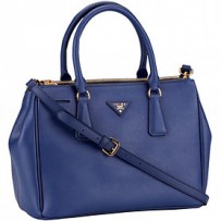 Prada Medium Saffiano Lux Top Handle Dark Blue