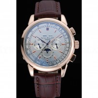 Patek Philippe Grand Complications White Dial Brown Leather Bracelet