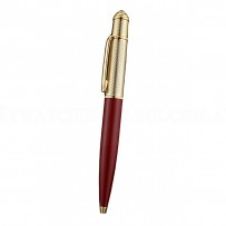 Cartier Gold Rimmed Gold Wave Pattern Upper Body Red Ballpoint Pen  622771