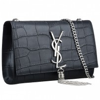 Saint Laurent Croc Stamped Monogram Small Black Bag 18927149