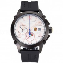 Porsche Design Indicator White Dial Black Case Black Rubber Strap