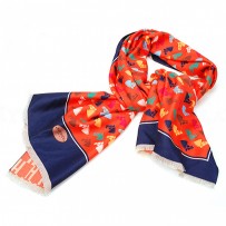 Hermes Horse Head Print Scarf Orange 621787