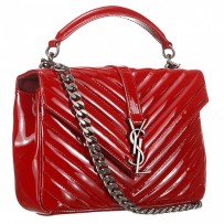 Saint Laurent College Monogram Patent Leather Medium Dark Red Bag 18927011