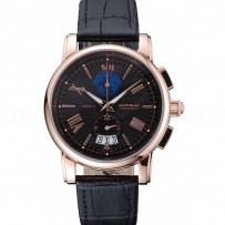 Montblanc Twinfly Chronograph Black Dial Black Leather Bracelet 1454118