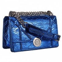 Dior Diorama Crinkled Metallic Lambskin Small Flap Bag Blue 18926721