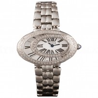 Cartier Baignoire Hypnose White Dial Diamonds Steel Case Steel Bracelet