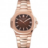 Swiss Patek Philippe Nautilus Dark Brown Dial Stainless Steel Bracelet 1453949