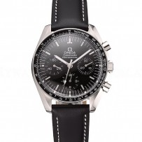 Swiss Omega Speedmaster Professional Black Dial Black Leather Bracelet 1453936