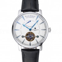 Vacheron Constantin Tourbillion Power Reserve White Dial Silver Case Black Leather Bracelet  1454276