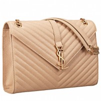 Saint Laurent Classic Monogram Satchel Beige 607881