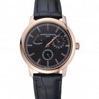 Vacheron Constantin Patrimony Power Reserve Black Dial Rose Gold Case Black Leather Bracelet  1454265