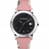 Burberry The City Classic Black Dial Pink Bracelet  622561