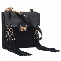 Chloe Jane Tassel Trim Black Crossbody Bag 18927071