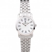 Vacheron Constantin Patrimony Traditionnelle White Dial Diamond Numerals Stainless Steel Bracelet