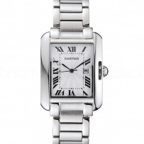 Cartier Tank Anglaise 30mm White Dial Stainless Steel Case And Bracelet