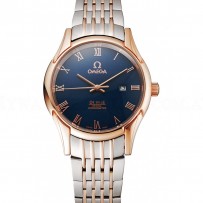 Omega De Ville Blue Dial Rose Gold Case Two Tone Bracelet 1453783