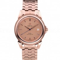 Omega De Ville Rose Gold Dial Rose Gold Stainless Steel Bracelet 1454188