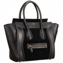 Celine Mini Luggage Black Leather/Suede Leather