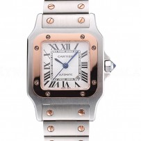Swiss Cartier Santos De Cartier Galbee Rose Gold and Steel Case Steel Bracelet Small  622645