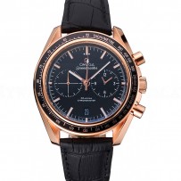 Omega Speedmaster Black Dial Gold Case Black Leather Strap  622809