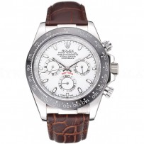 Rolex Cosmograph Daytona Stainless Steel  Case White Dial Brown Leather Bracelet   622631