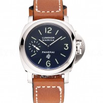 Panerai Luminor Marina Stainless Steel Bezel Brown Leather Bracelet  622313