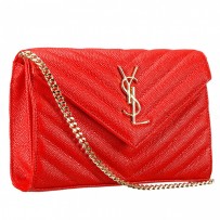 Saint Laurent Monogram Wallet On Chain Red