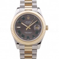 Rolex Datejust Grey Dial Gold Ribbed Bezel 7479