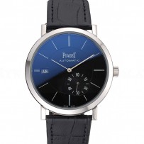 Piaget Altiplano Silver Case Black Dial Black Leather Bracelet  622629
