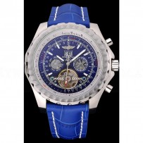 Breitling Bentley Mulliner Tourbillon Blue Dial Stainless Steel Case Blue Leather Strap  622726