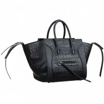 Celine Phantom Medium Black Crocodile Leather