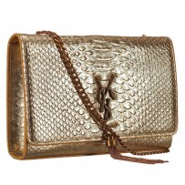Saint Laurent Kate Monogram Tassel Python Leather Gold Hardware Gold Medium Bag 18926846