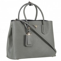 Prada Saffiano Double Tote Grey