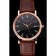 Patek Philippe Calatrava Black Dial Roman Numerals Ribbed Bezel Rose Gold Case Brown Leather Strap