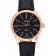 Swiss Rolex Cellini Time Rose Gold Case Black Dial Black Leather Bracelet   622656