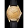 Swiss Patek Philippe Calatrava Gold Dial Diamond Markings Gold Case Black Leather Strap