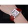 Swiss Cartier Santos White Dial Stainless Steel Case Red Leather Bracelet  622551