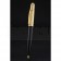 Cartier Gold Rimmed Gold Grooved Upper Body Black Ballpoint Pen  622765