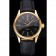Swiss Rolex Cellini Black Dial Roman Numerals Gold Case Black Leather Strap