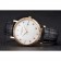 Patek Philippe Calatrava White Dial Diamond Hour Marks Ribbed Bezel Gold Case Black Leather Strap